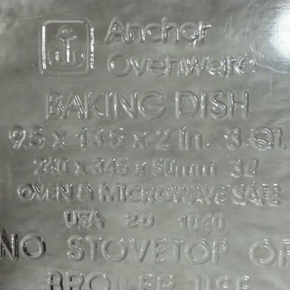 Vintage Anchor Ovenware 3qt Clear Rectangular Baking Dish 9" x 13.5" x 2" - Picture 11 of 12